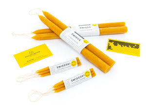 Small beeswax candles.